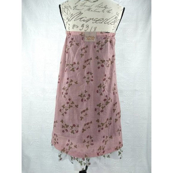 Ian Mosh Old Pink & Ecru Ruffle Halter Peasant style strawberry Dress Size 2 - Picture 3 of 12